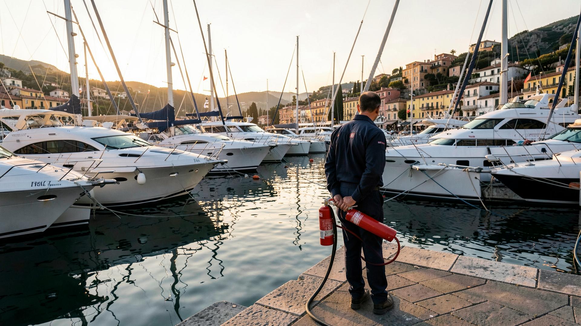 Marina u Istri s privezanim plovilima